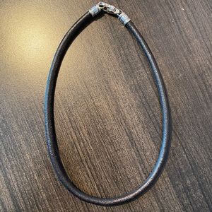 Bulgari Leather Cord Choker Necklace w/Steel Clasp